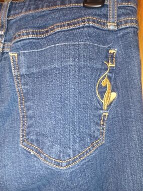 Baby Phat Blue Straight Leg Jeans with Gold Embroidery
